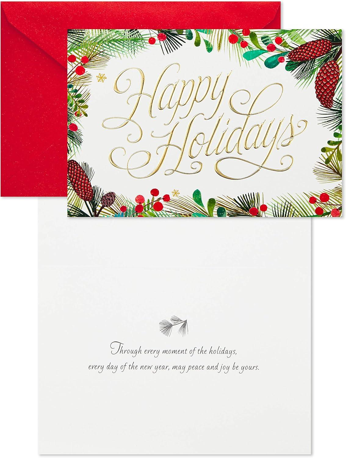 imageHallmark Boxed Holiday Cards Festive Greenery 40 Cards and Envelopes40 Cards Happy Holidays