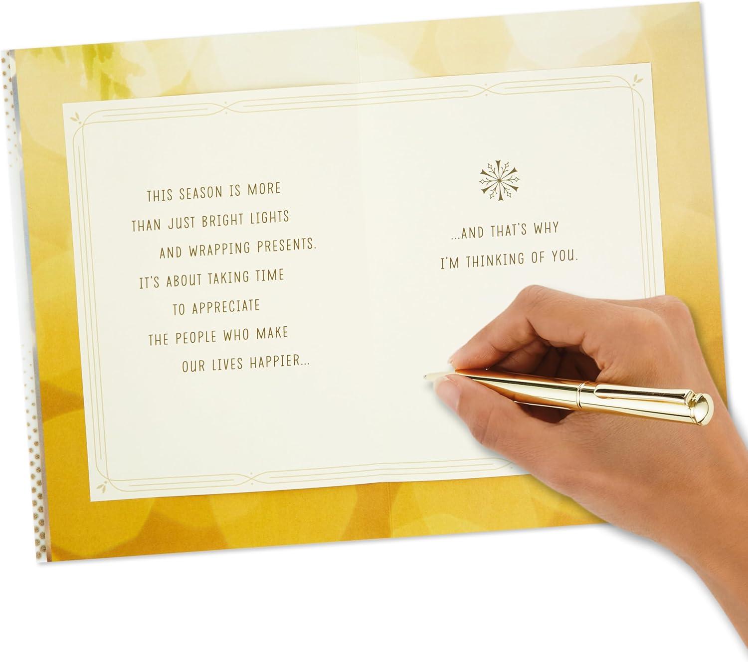 imageHallmark Glittery Gold Christmas Card Merry Christmas Thinking of You for Grandparents Aunts Uncles FriendsMerry Christmas