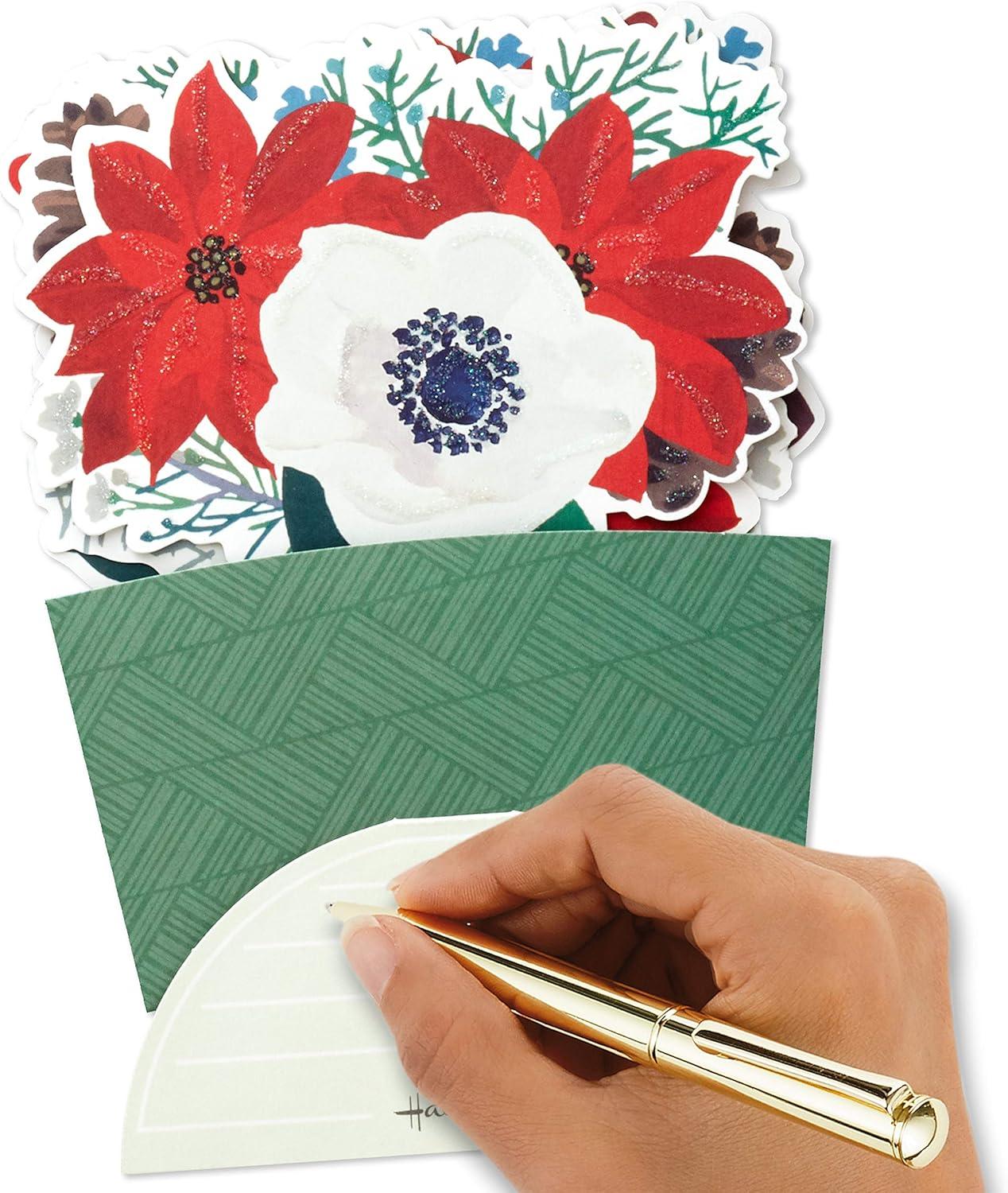 imageHallmark Paper Wonder Pop Up Christmas Card with Sound and Motion Spinning Santa in SleighPoinsettia Bouquet