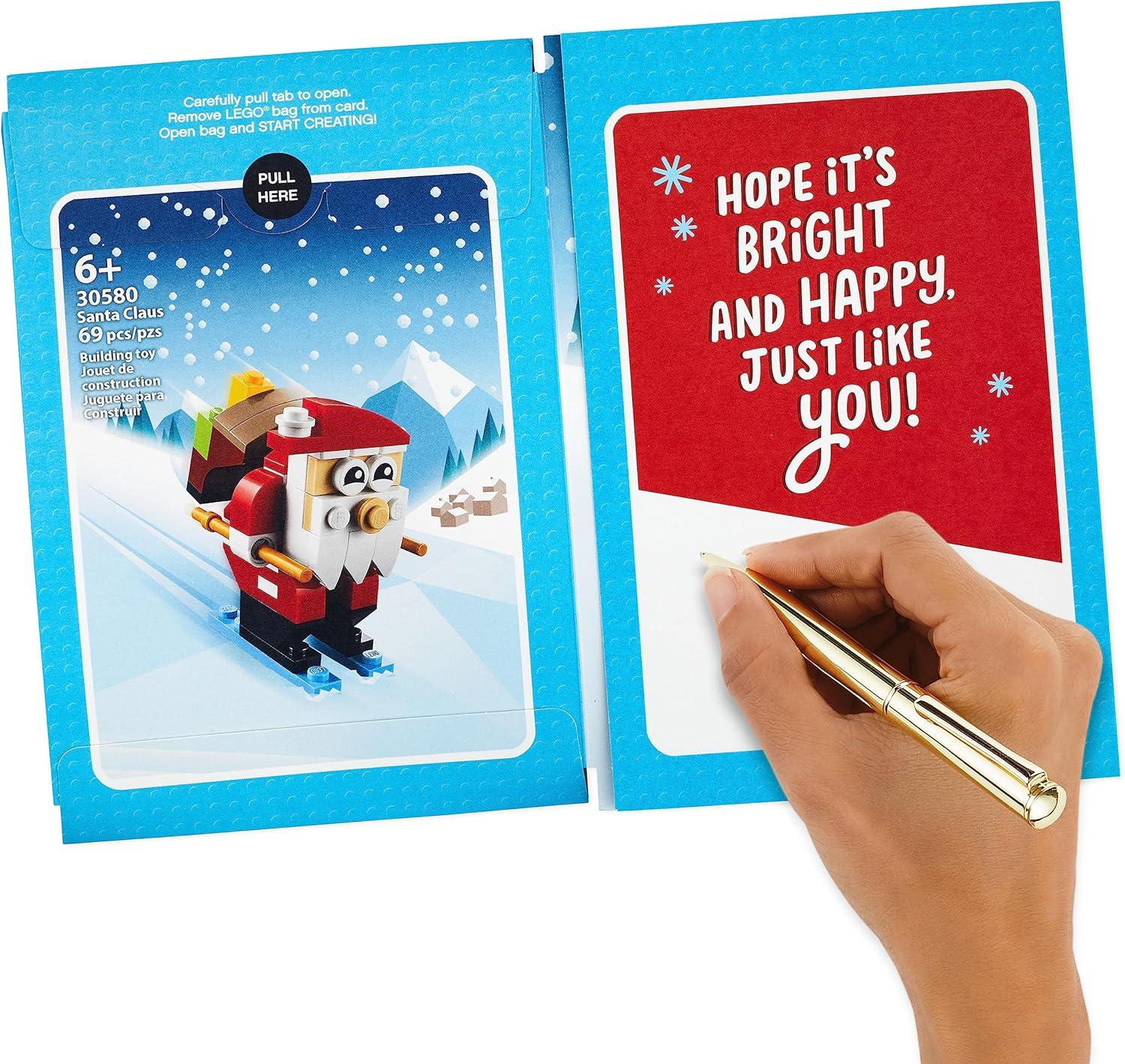 imageHallmark Rainbow Letters Christmas Greeting Card You Make the World Merry for Kids Teens GrandchildrenLEGO Skiing Santa