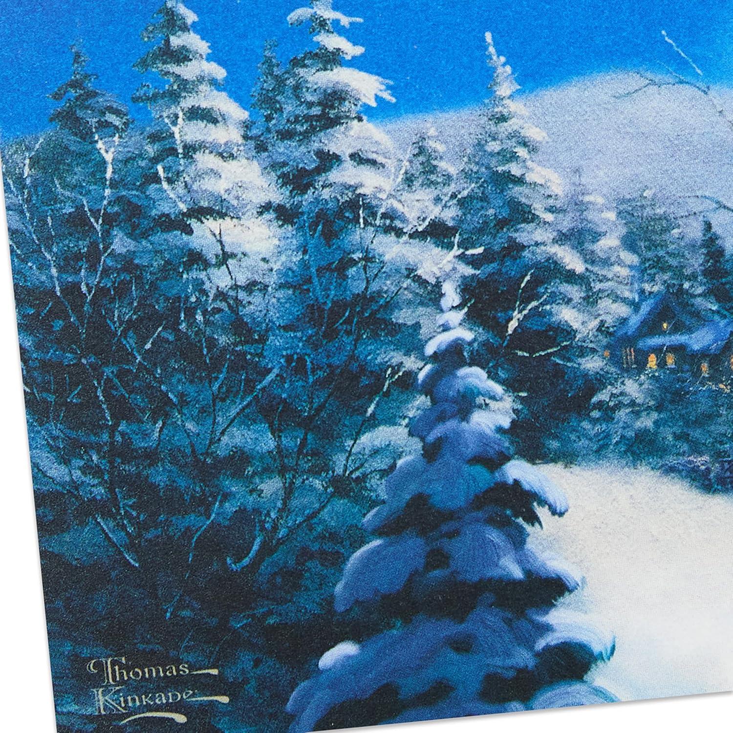imageHallmark Thomas Kinkade Christmas Card Wishes for Christmas Snowy TownThomas Kinkade
