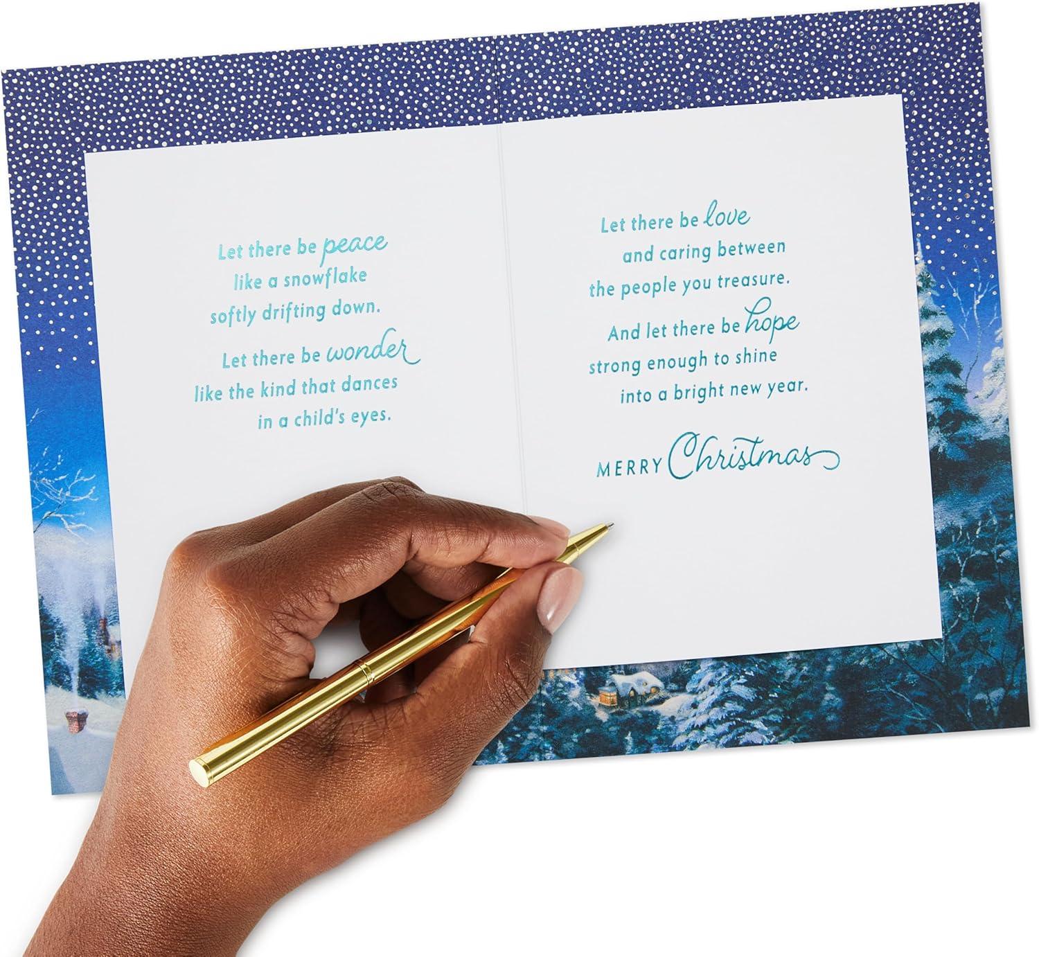 imageHallmark Thomas Kinkade Christmas Card Wishes for Christmas Snowy TownThomas Kinkade