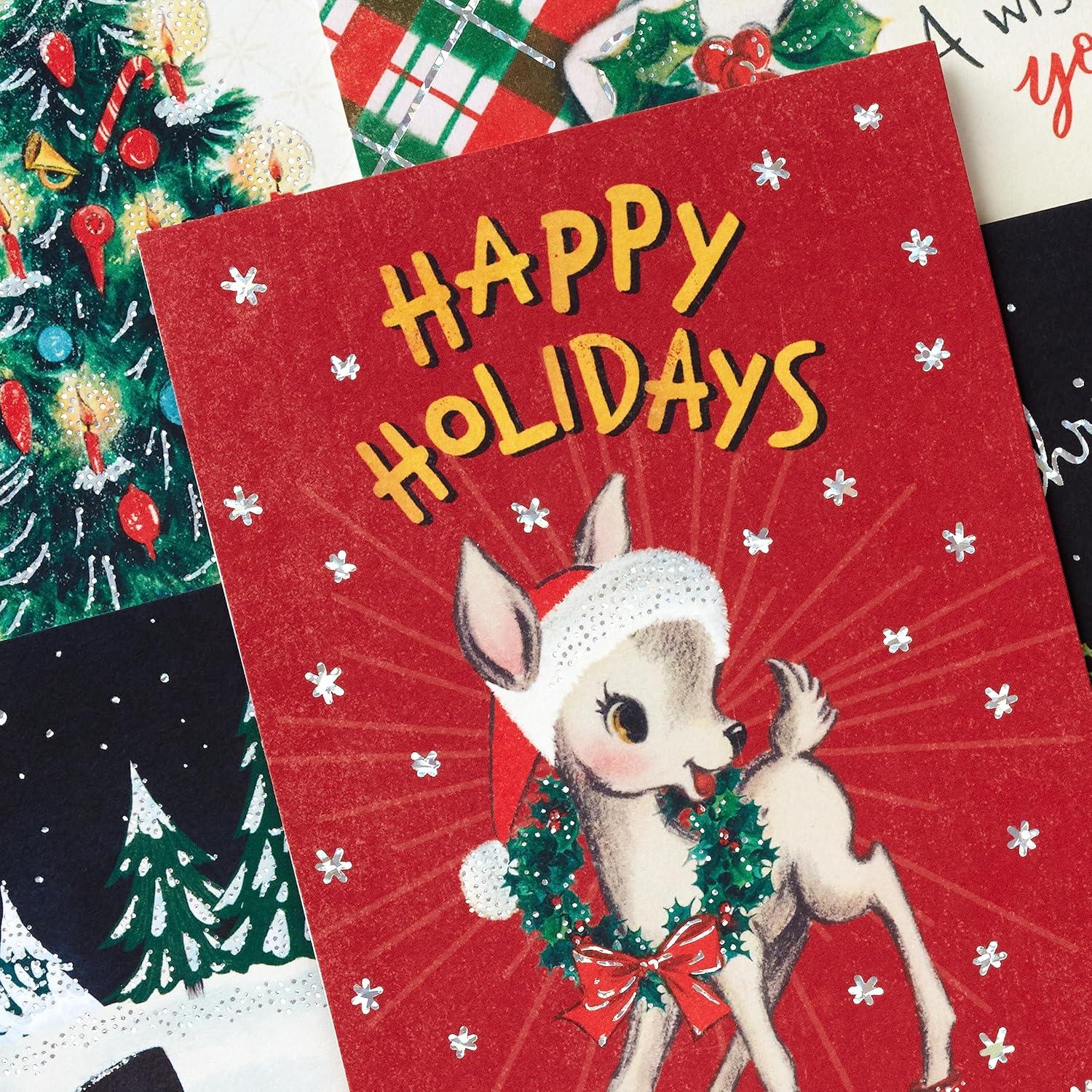 imageHallmark Vintage Christmas Card Assortment 36 Cards and Envelopes Retro Santa Toy Trains Snowmen TreesVintage