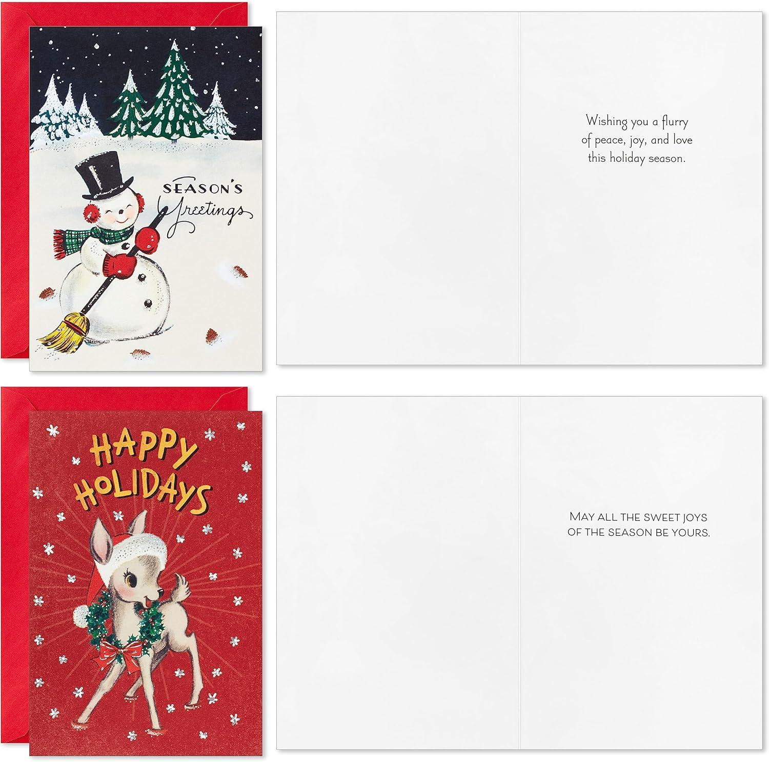imageHallmark Vintage Christmas Card Assortment 36 Cards and Envelopes Retro Santa Toy Trains Snowmen TreesVintage
