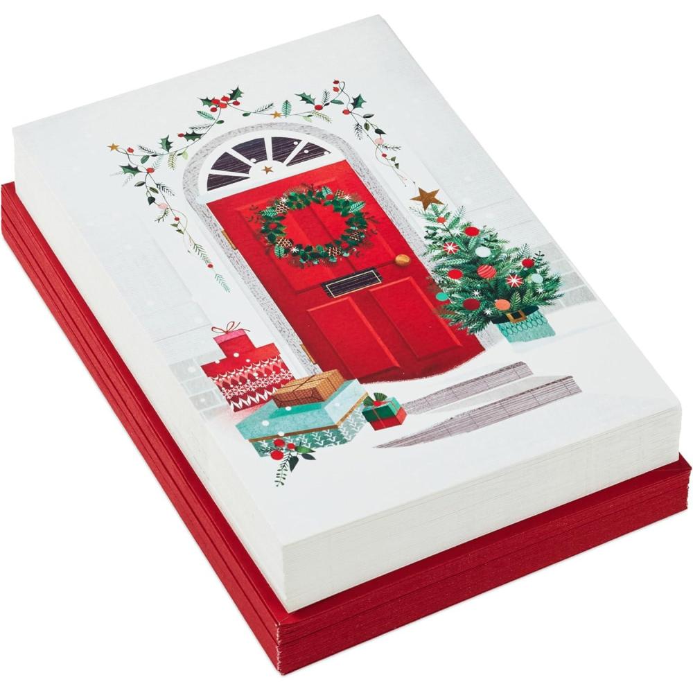 imageHallmark Boxed Christmas Cards Delivering Joy 40 Cards and 40 Envelopes Red Front Door