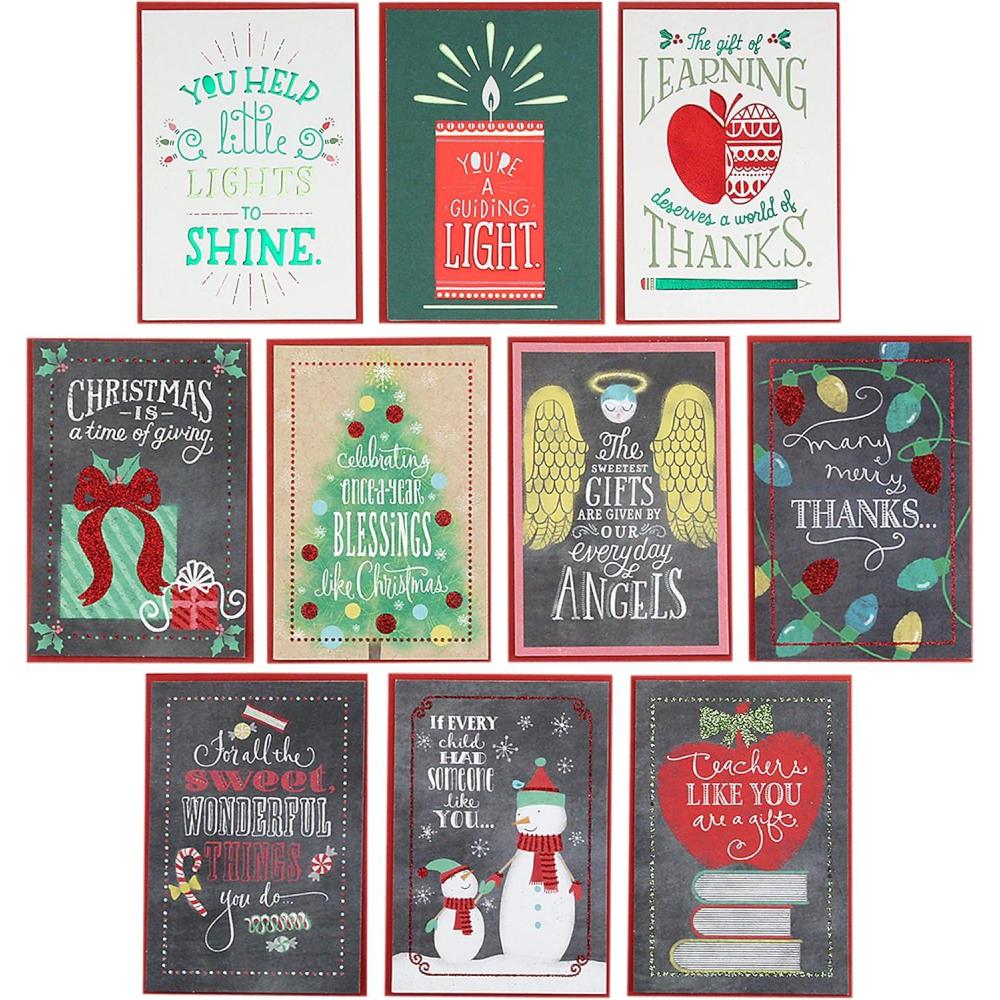 imageHallmark Christmas Cards Assortment for Teachers or Babysitters from Children 10 Cards with Envelopes 2299XXM3012Assorted Colors