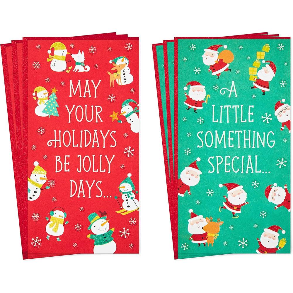 imageHallmark Christmas Money or Gift Card Holders Assortment Snowmen and Santa 6 Holiday Cards and EnvelopesSnowmen and Santa Pack of Money Holders