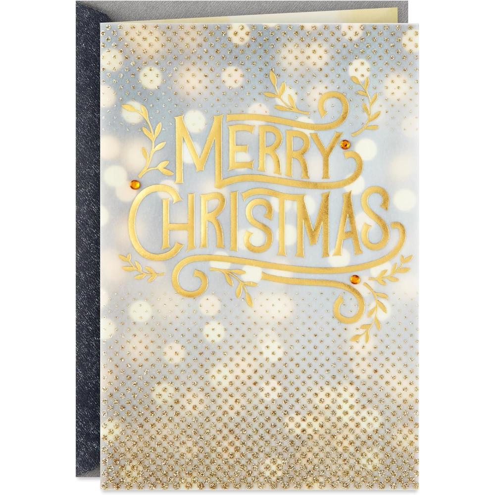 imageHallmark Glittery Gold Christmas Card Merry Christmas Thinking of You for Grandparents Aunts Uncles FriendsMerry Christmas