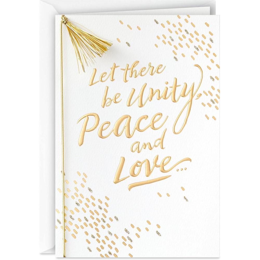 imageHallmark Gold Christmas Cards 6 Cards with Envelopes Peace on Earth DoveUnity Peace and Love
