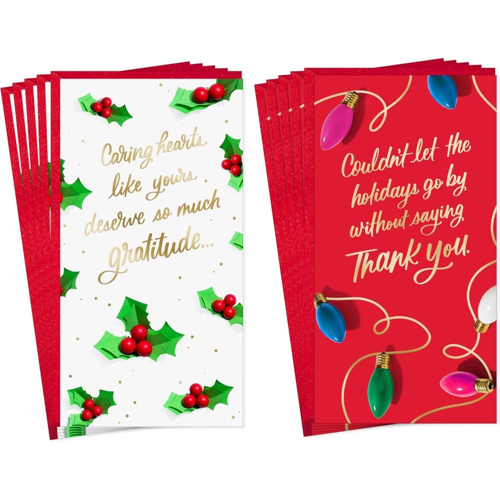 imageHallmark Holiday Money or Gift Card Holder Cards for Teachers Caregivers 10 Cards with Envelopes Thank You Gratitude