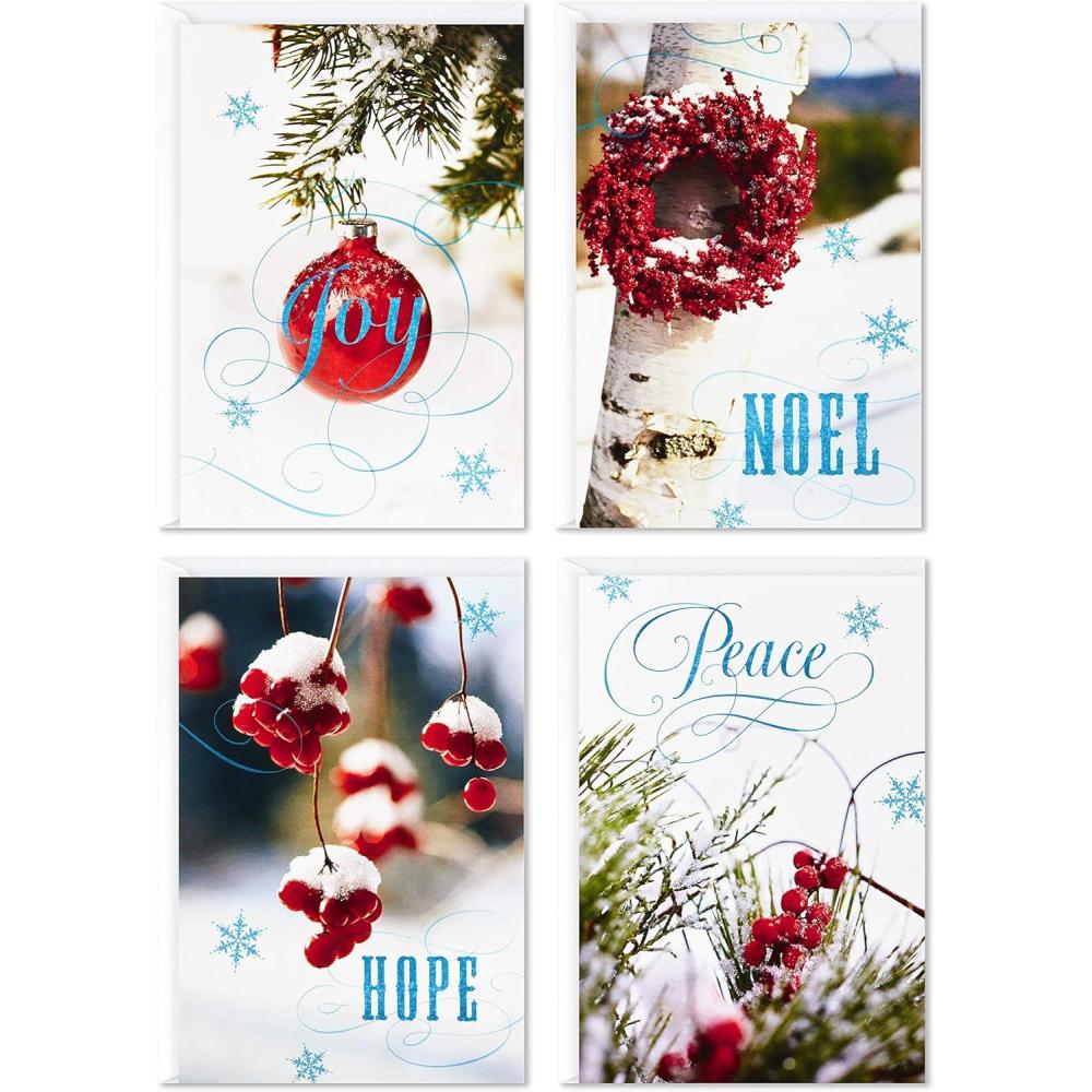 imageHallmark Image Arts Boxed Christmas Cards Assortment Seasonal Photos 4 Designs 24 Cards and Envelopes
