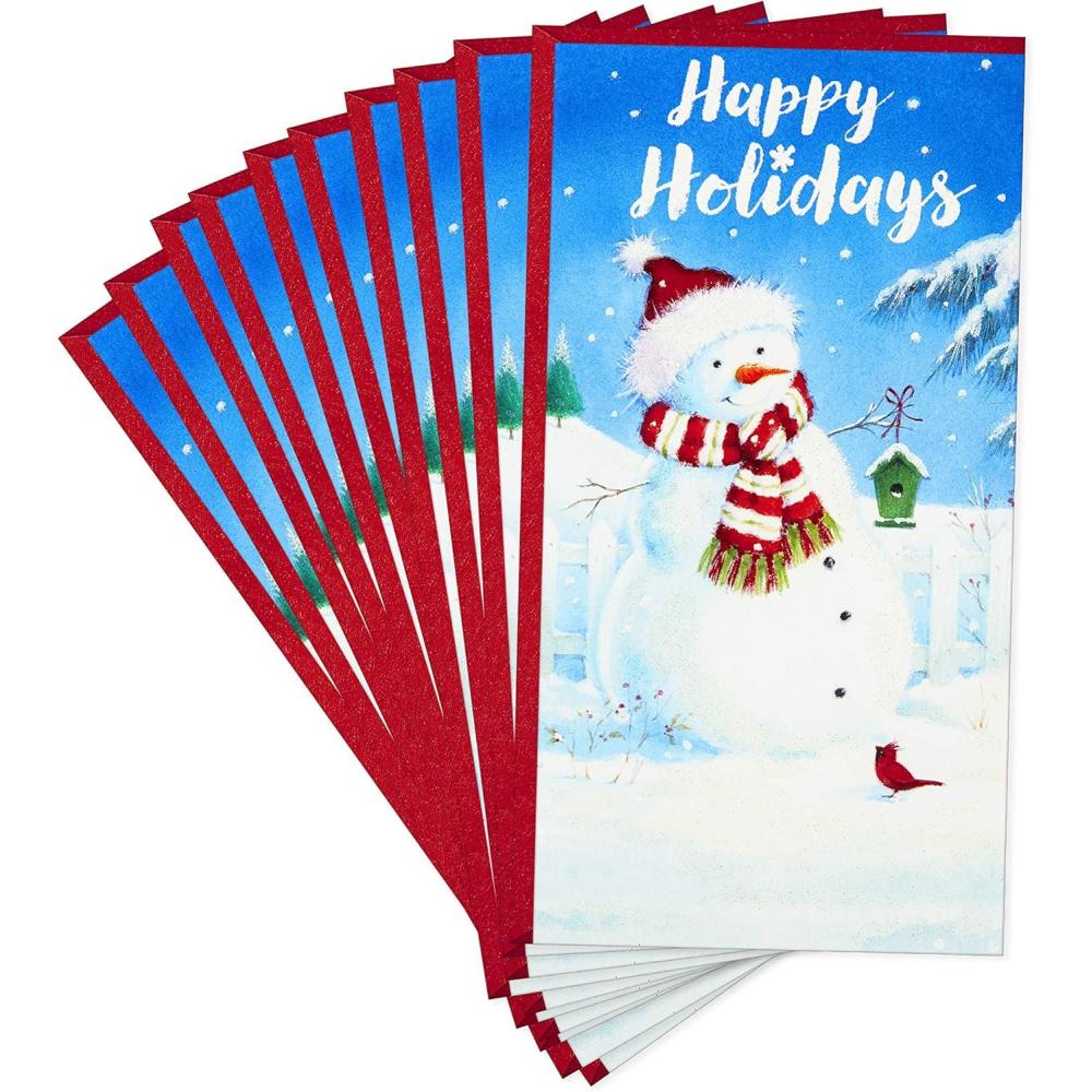 imageHallmark Pack of Christmas Money or Gift Card Holders Festive Snowman 10 Cards with EnvelopesFestive Snowman 10 Cards With Envelopes