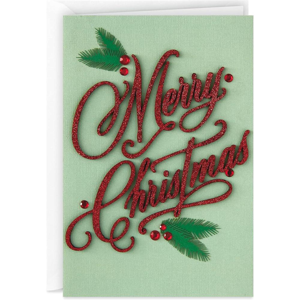imageHallmark Signature Christmas Card Merry Christmas LetteringLettering with Green Backing