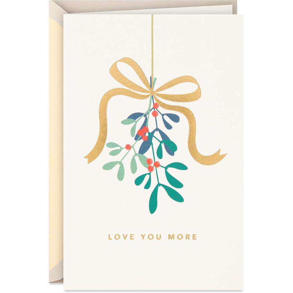 imageHallmark Signature Romantic Holiday Card for Significant Other Christmas Candy Cane HeartLove You More Mistletoe