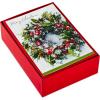Hallmark Thomas Kinkade Christmas Card (Wishes for Christmas, Snowy Town)(Snowy Wreath)