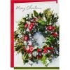 Hallmark Thomas Kinkade Christmas Card (Wishes for Christmas, Snowy Town)(Snowy Wreath)