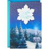 Hallmark Thomas Kinkade Christmas Card (Wishes for Christmas, Snowy Town)(Thomas Kinkade)