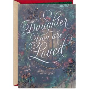 Hallmark Christmas Card for Daughter (You are Loved, Winter Wreath)(Daughter  Winter Wreath)