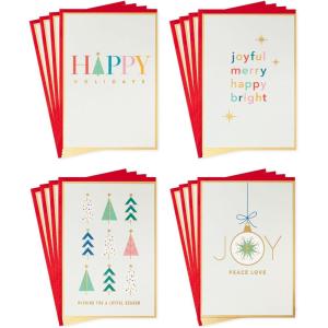 Hallmark Christmas Cards (6 Cards with Envelopes) Santa Driving Red Car(Joyful Season)