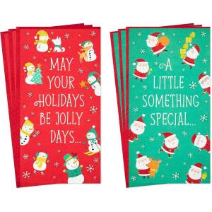 Hallmark Christmas Money or Gift Card Holders Assortment, Snowmen and Santa (6 Holiday Cards and Envelopes)(Snowmen and Santa  Pack of Money Holders)
