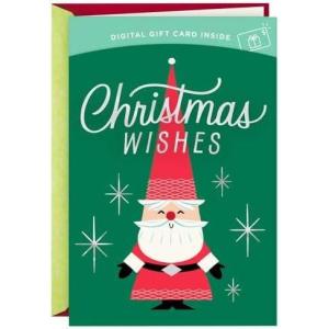 Hallmark Gift Card Greeting Christmas Card (Merry Mod Santa)(Christmas Wishes)