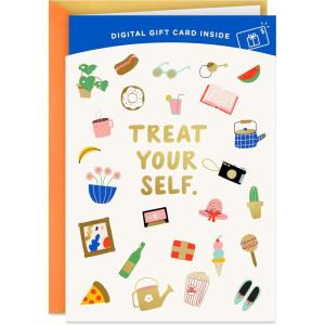 Hallmark Gift Card Greeting Christmas Card (Merry Mod Santa)(Treat Yourself)