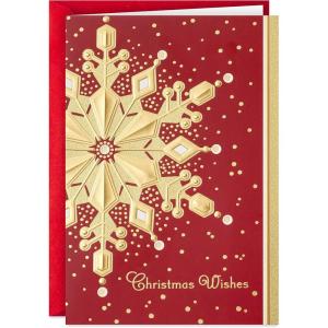 Hallmark Glittery Gold Christmas Card (Merry Christmas, Thinking of You) for Grandparents, Aunts, Uncles, Friends(Christmas Wishes)