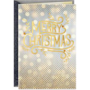 Hallmark Glittery Gold Christmas Card (Merry Christmas, Thinking of You) for Grandparents, Aunts, Uncles, Friends(Merry Christmas)