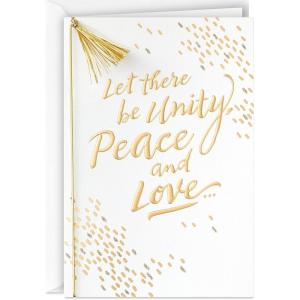 Hallmark Gold Christmas Cards (6 Cards with Envelopes) Peace on Earth, Dove(Unity  Peace and Love)