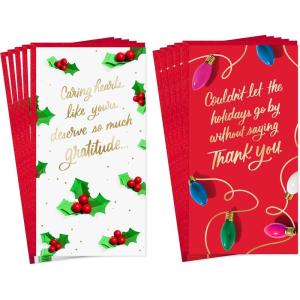 Hallmark Holiday Money or Gift Card Holder Cards for Teachers, Caregivers (10 Cards with Envelopes) Thank You, Gratitude