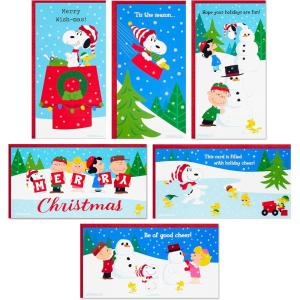 Hallmark Money and Gift Card Holder Christmas Card Pack (10 Money Holder Cards with Envelopes) Snowman, Mouse with Presents for Kids and Grandchildren(Peanuts)