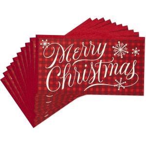 Hallmark Pack of Christmas Money or Gift Card Holders, Festive Snowman (10 Cards with Envelopes)(Merry Christmas Plaid  10 Cards With Envelopes)