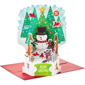 Hallmark Paper Wonder Pop Up Christmas Card with Lights and Music (Plays Rockin’ Around the Christmas Tree)(Snowman  Plays Rockin’ Around the Christmas Tree)