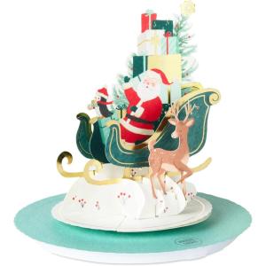 Hallmark Paper Wonder Pop Up Christmas Card with Sound and Motion (Spinning Santa in Sleigh)(Santa’s Sleigh)