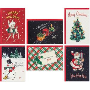 Hallmark Vintage Christmas Card Assortment (36 Cards and Envelopes) Retro Santa, Toy Trains, Snowmen, Trees(Vintage)
