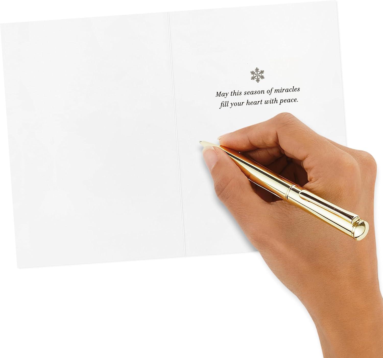 imageDaySpring Thomas Kinkade Religious Christmas Cards 16 Cards and 16 Envelopes Gods Love Nativity Scene Gold Glitter and FoilDusty Blue Gold Foil