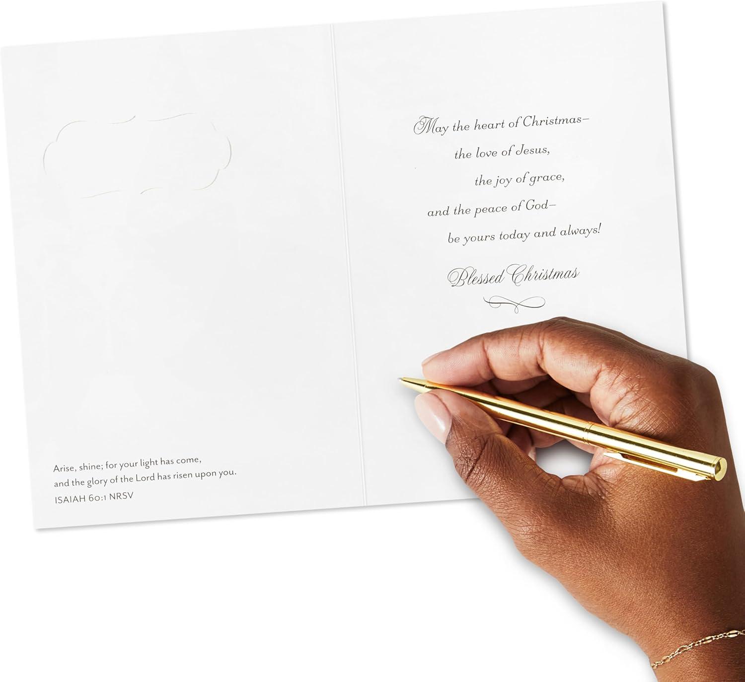 imageDaySpring Thomas Kinkade Religious Christmas Cards 16 Cards and 16 Envelopes Gods Love Nativity Scene Gold Glitter and FoilThomas Kinkade