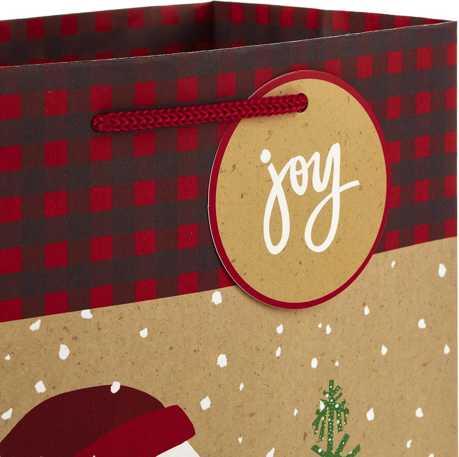 imageHallmark Assorted Vintage Christmas Gift Bags 8 Bags 2 Small 6quot 2 Medium 9quot 2 Large 13quot 2 Bottle 13quot Black and White Buffalo Plaid Santa Toy Train Green TreesSnowmen Stripes Wreath