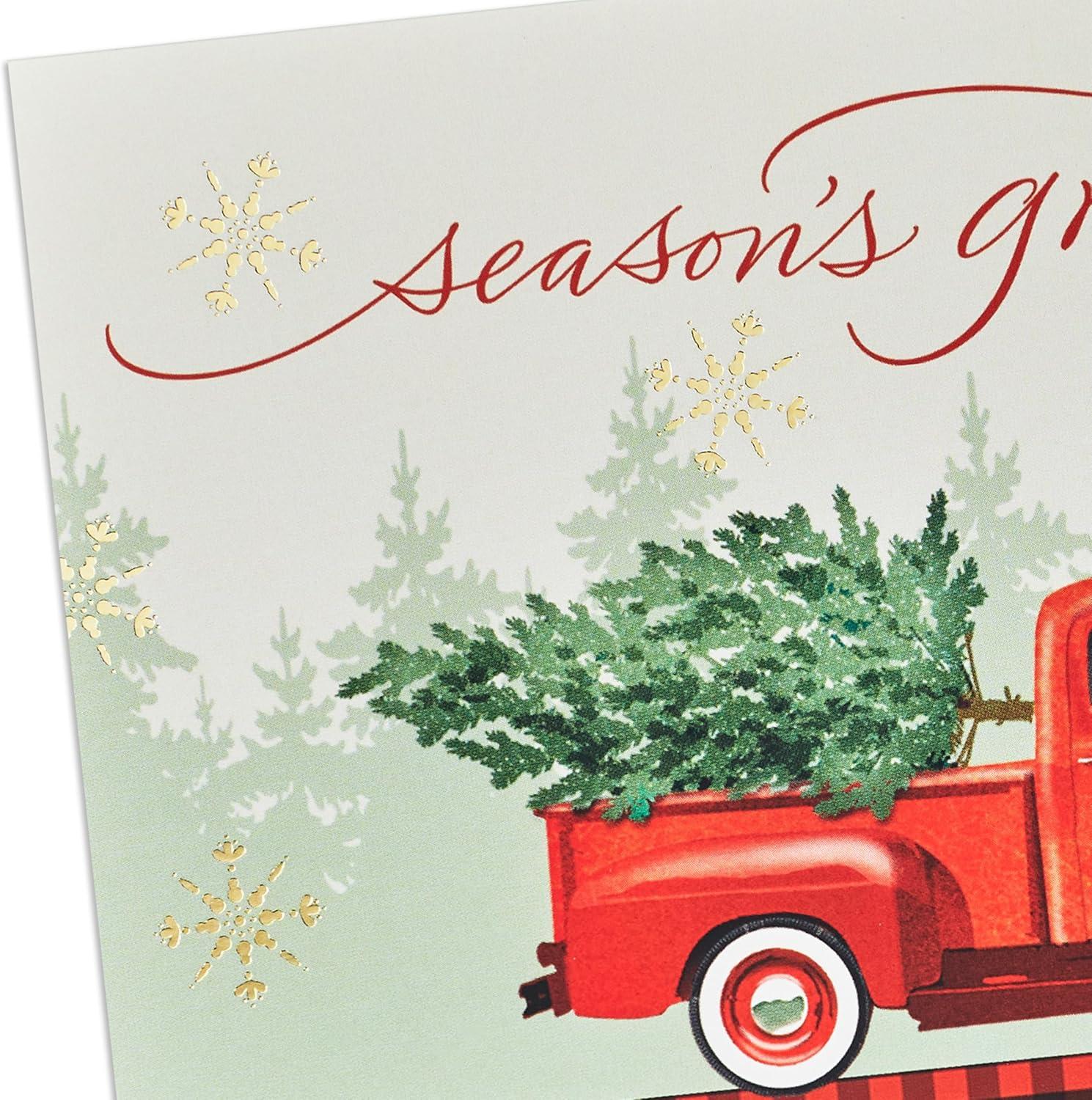 imageHallmark Boxed Christmas Cards Rustic Red Truck 40 Cards and 40 Envelopes Seasons Greetings