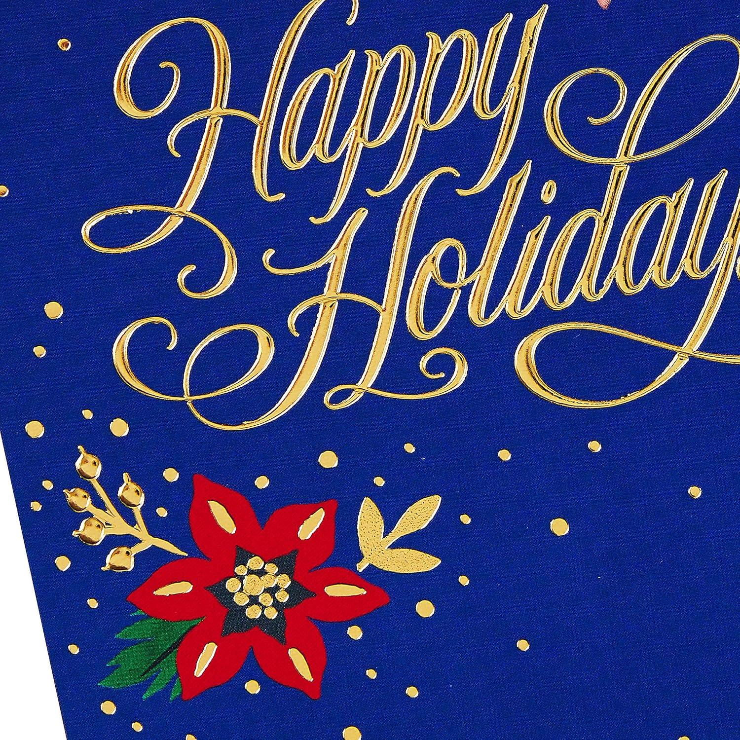 imageHallmark Boxed Holiday Card Assortment 12 Cards and 12 Envelopes Let It Snow Snowman Gingerbread House Hot Cocoa Joy WreathFestive Foil