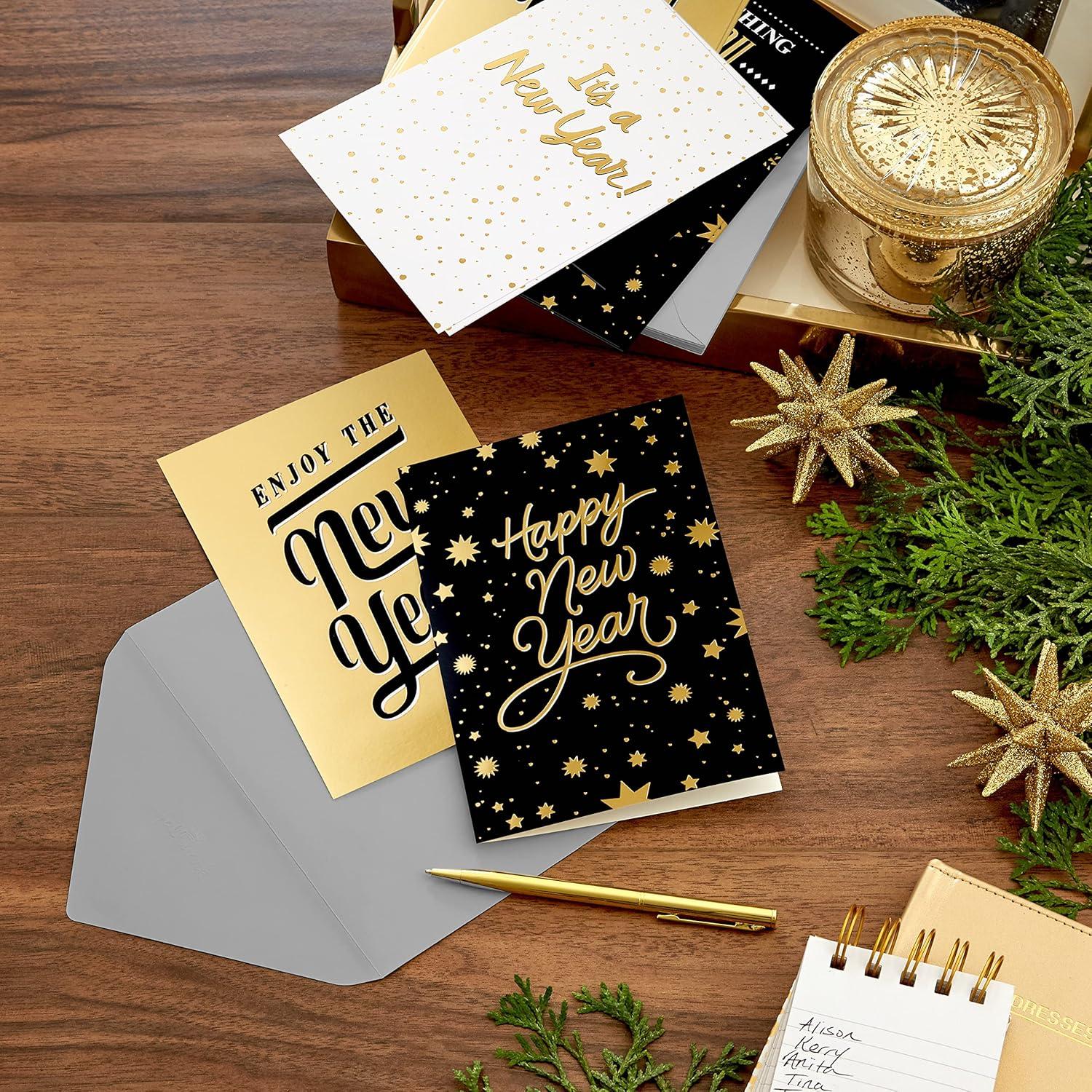 imageHallmark New Years Cards Assortment Happy New Year 4 Designs 16 Cards and Envelopes