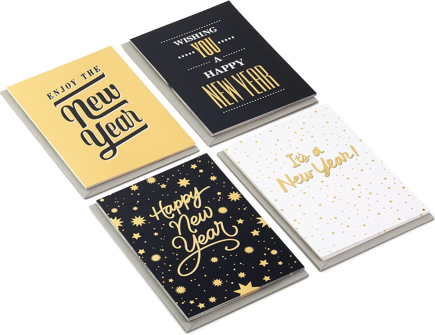 imageHallmark New Years Cards Assortment Happy New Year 4 Designs 16 Cards and Envelopes