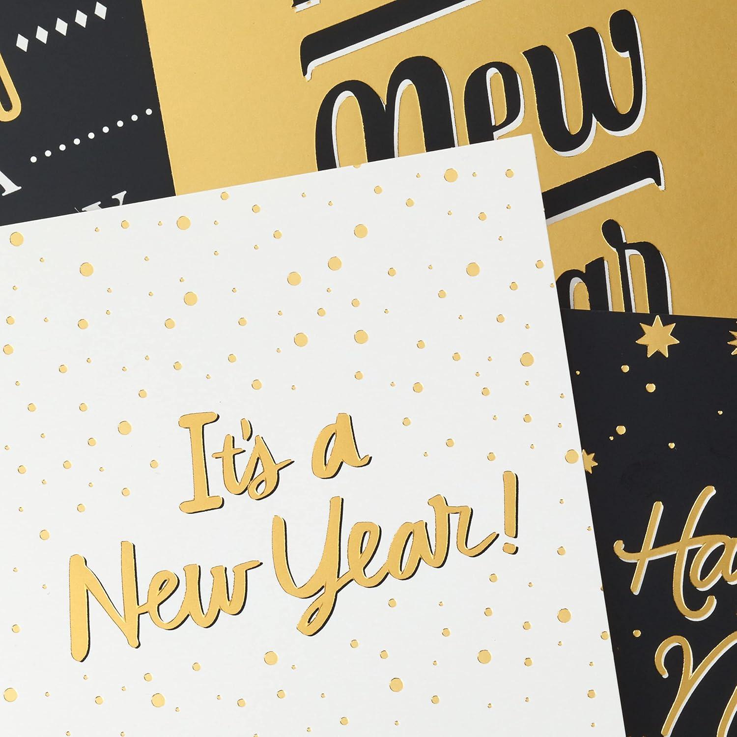imageHallmark New Years Cards Assortment Happy New Year 4 Designs 16 Cards and Envelopes