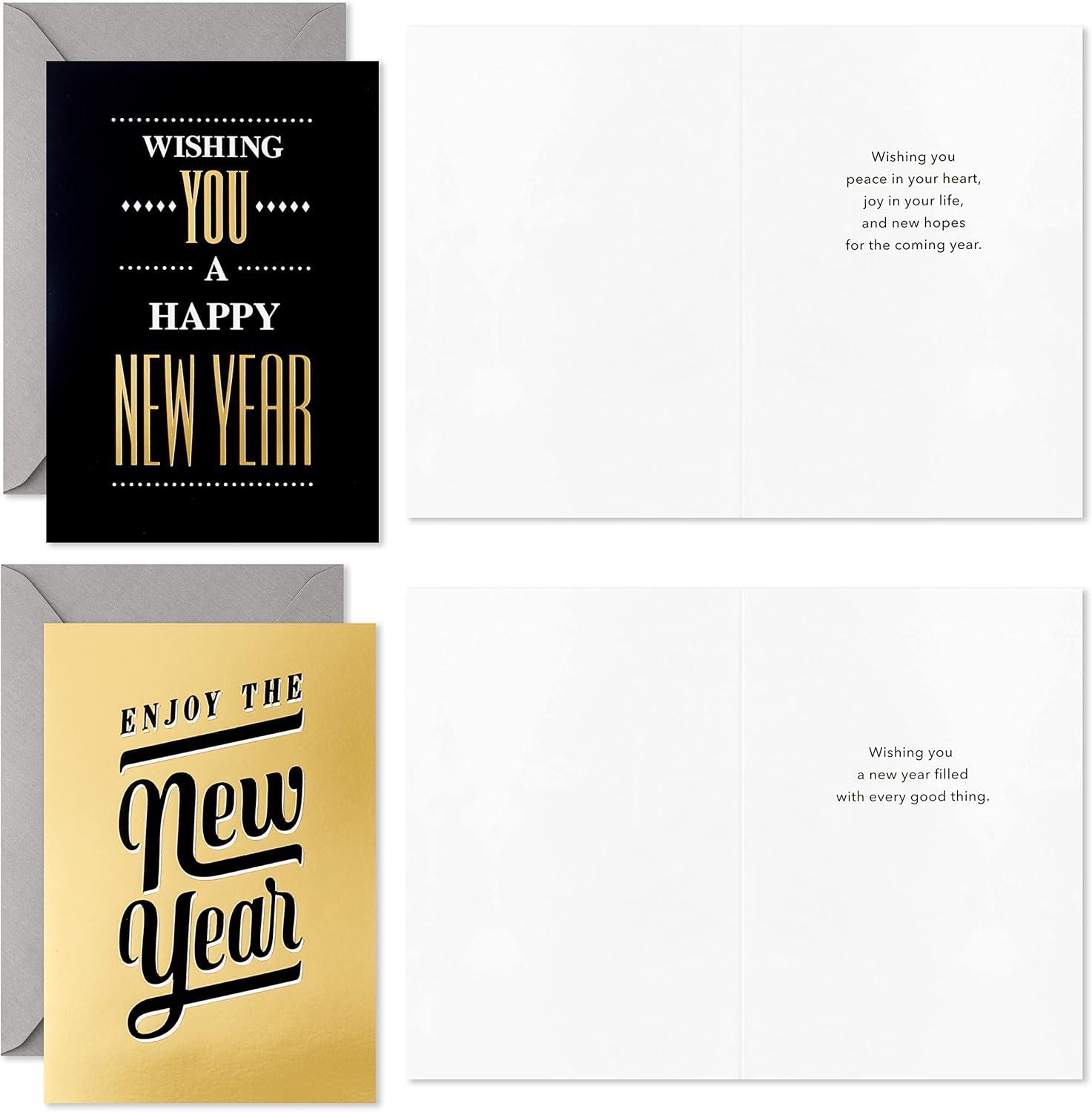 imageHallmark New Years Cards Assortment Happy New Year 4 Designs 16 Cards and Envelopes