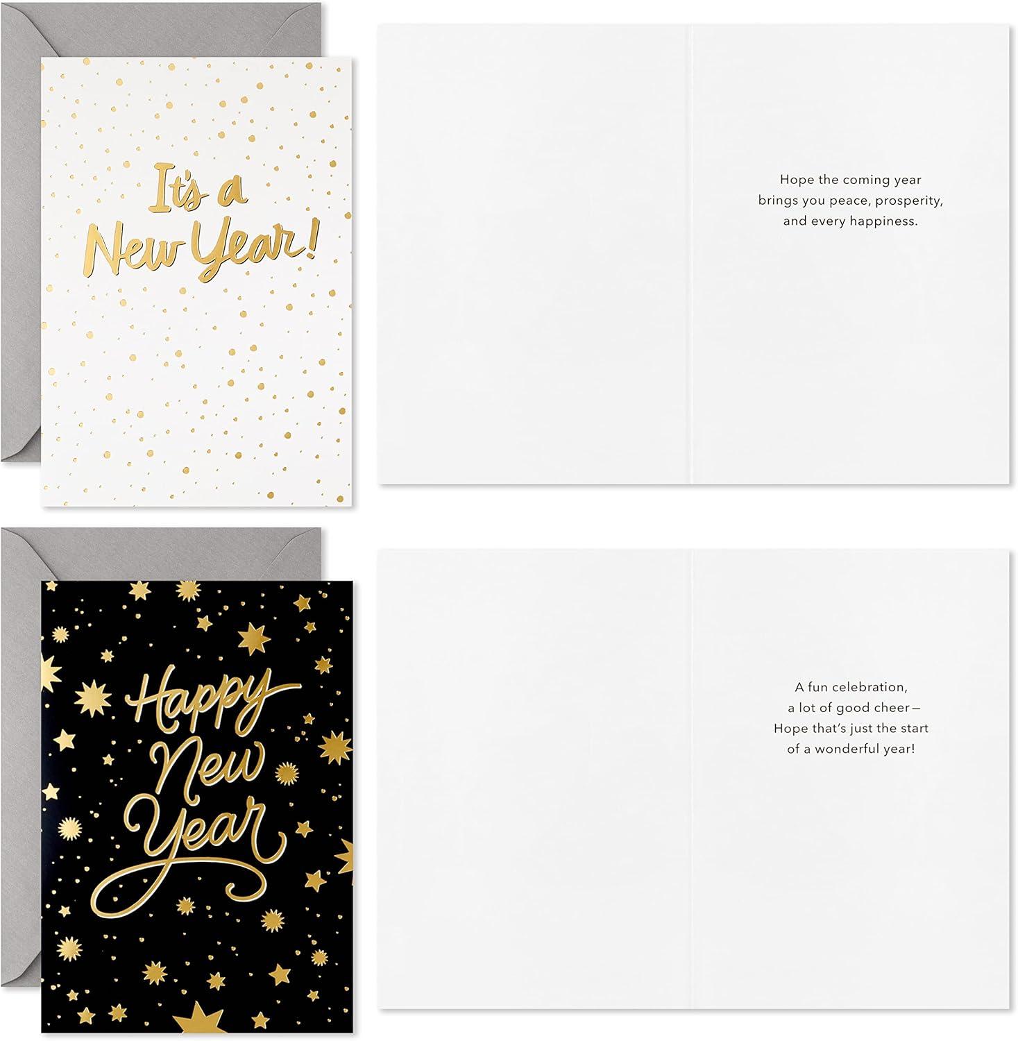 imageHallmark New Years Cards Assortment Happy New Year 4 Designs 16 Cards and Envelopes