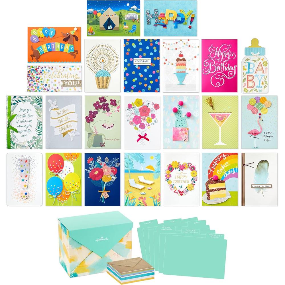 imageHallmark Assorted Boxed Christmas Cards Set Pack of 24 Handmade Holiday Cards with Envelopes 1XPX1975Watercolor