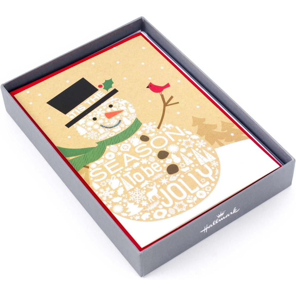 imageHallmark Boxed Christmas Cards Moments of Peace 16 Cards and 17 EnvelopesJolly Snowman Holiday Cards