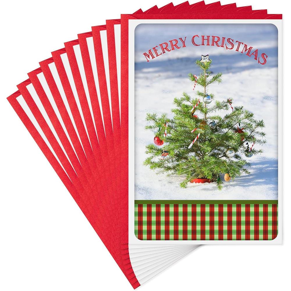 imageHallmark Christmas Cards Pack Puppy with Wreath 10 Cards with EnvelopesChristmas Tree in Snow 10 Cards with Envelopes