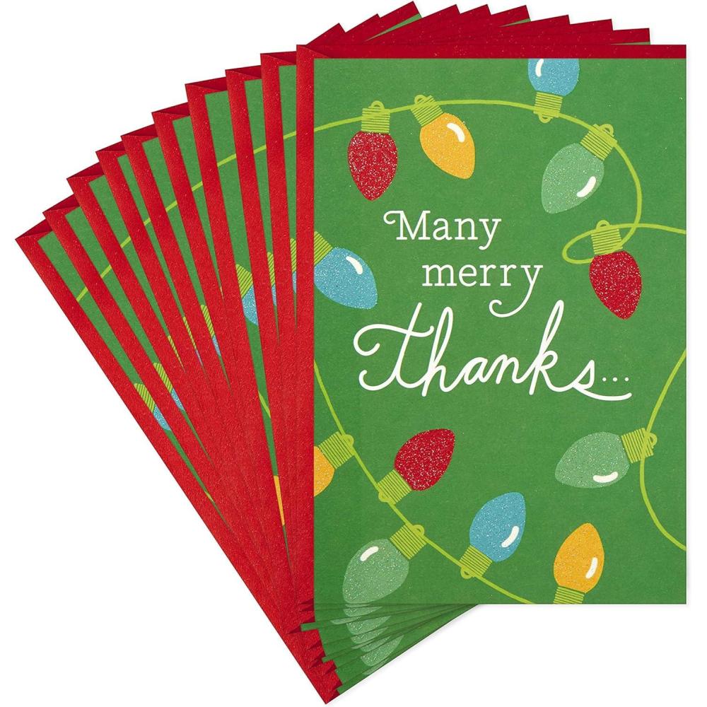 imageHallmark Christmas Cards Thanks to You 6 Holiday Cards with EnvelopesRed Green