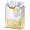 Hallmark Assorted Glittery Gold Christmas Gift Bags (8 Bags: 2 Small 6″, 2 Medium 9″, 2 Large 13″, 2 Bottle 13″) Angels, Mint Green, Leaves, Happy Holidays(Gold Dots)